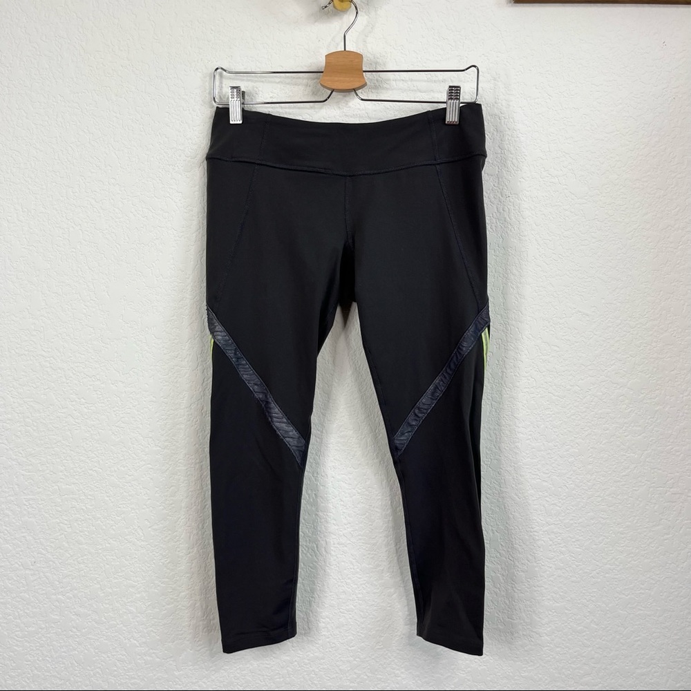 Splits59 Metallic Banded Neon Stripe Cropped Yoga Leggings